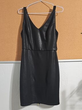 bebe Black Python Print V-Neck Mini Dress